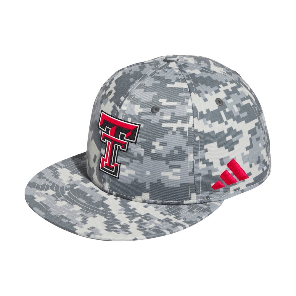ADIDAS TEXAS TECH DOUBLE T ON-FIELD DIGITAL CAMO BASEBALL FITTED HAT. NWT
